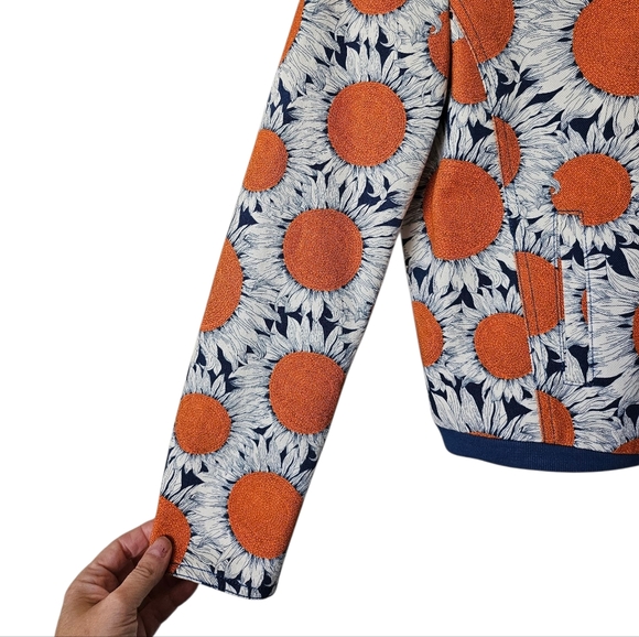 Akris Punto Designer Art To Wear Hello Sunshine Floral Denim Bomber Jacket, Sz 6 - Picture 4 of 13